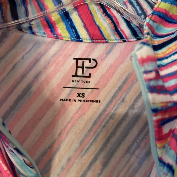 EP NY Golf size xs long sleeved diagonal strip polo w/ 1/4 zip mock neck - Picture 3 of 5